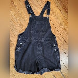 Black denim shortalls